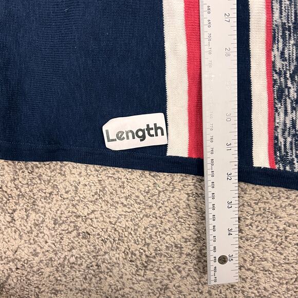 CATHERINES Women's 1X‎ Blue White Striped Cotton Knit Waterfall Cardigan Sweater - Picture 6 of 8